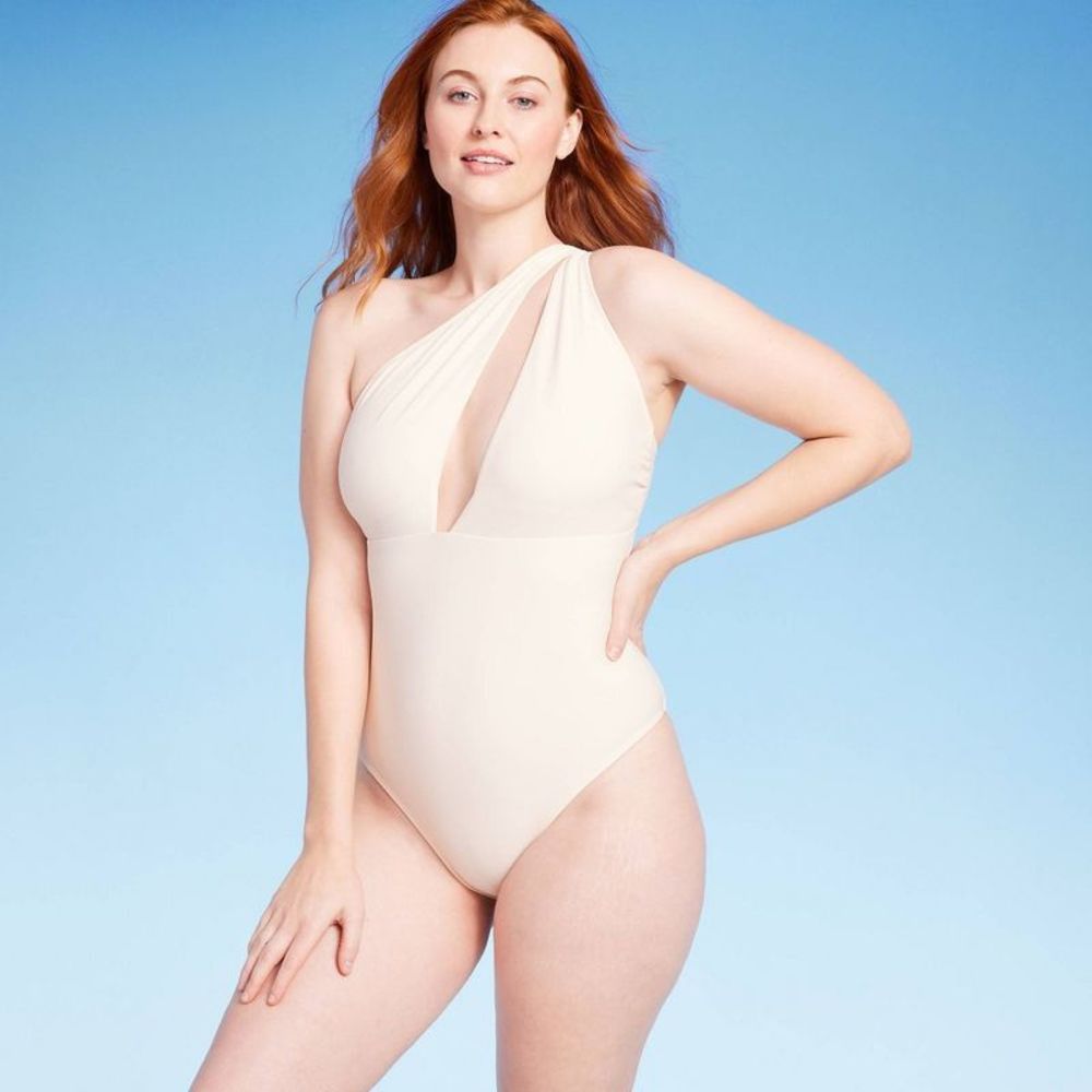 Women's One Shoulder Plunge Cut Out One Piece Swimsuit - Shade & Shore Crea